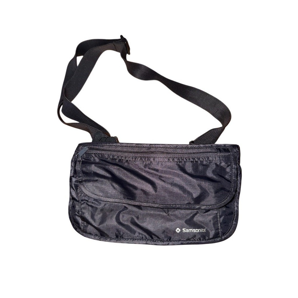 Samsonite‎ Travel Money Belt Hidden Waist Pouch Passport Wallet Black fannypack